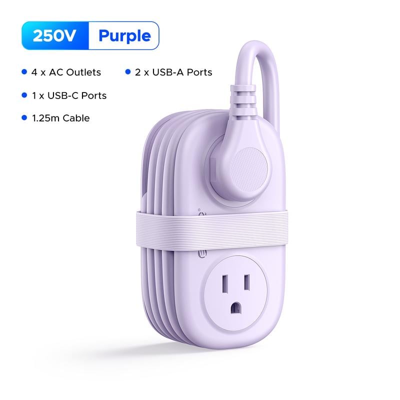 ORICO 4-Outlet Power Strip with 3 USB Ports (Including USB-C) & 4ft Cord