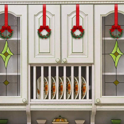 Retrowavy Christmas Kitchen Cabinet Wreaths(4PCS)