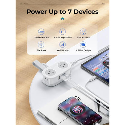ORICO 4-Outlet Power Strip with 3 USB Ports (Including USB-C) & 4ft Cord
