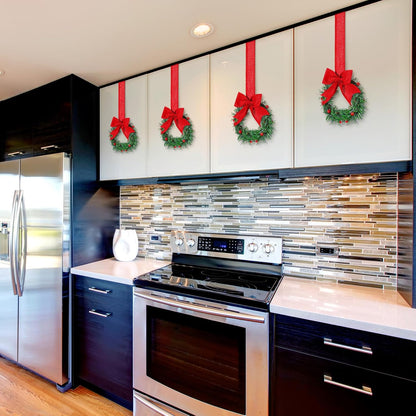 Retrowavy Christmas Kitchen Cabinet Wreaths(4PCS)