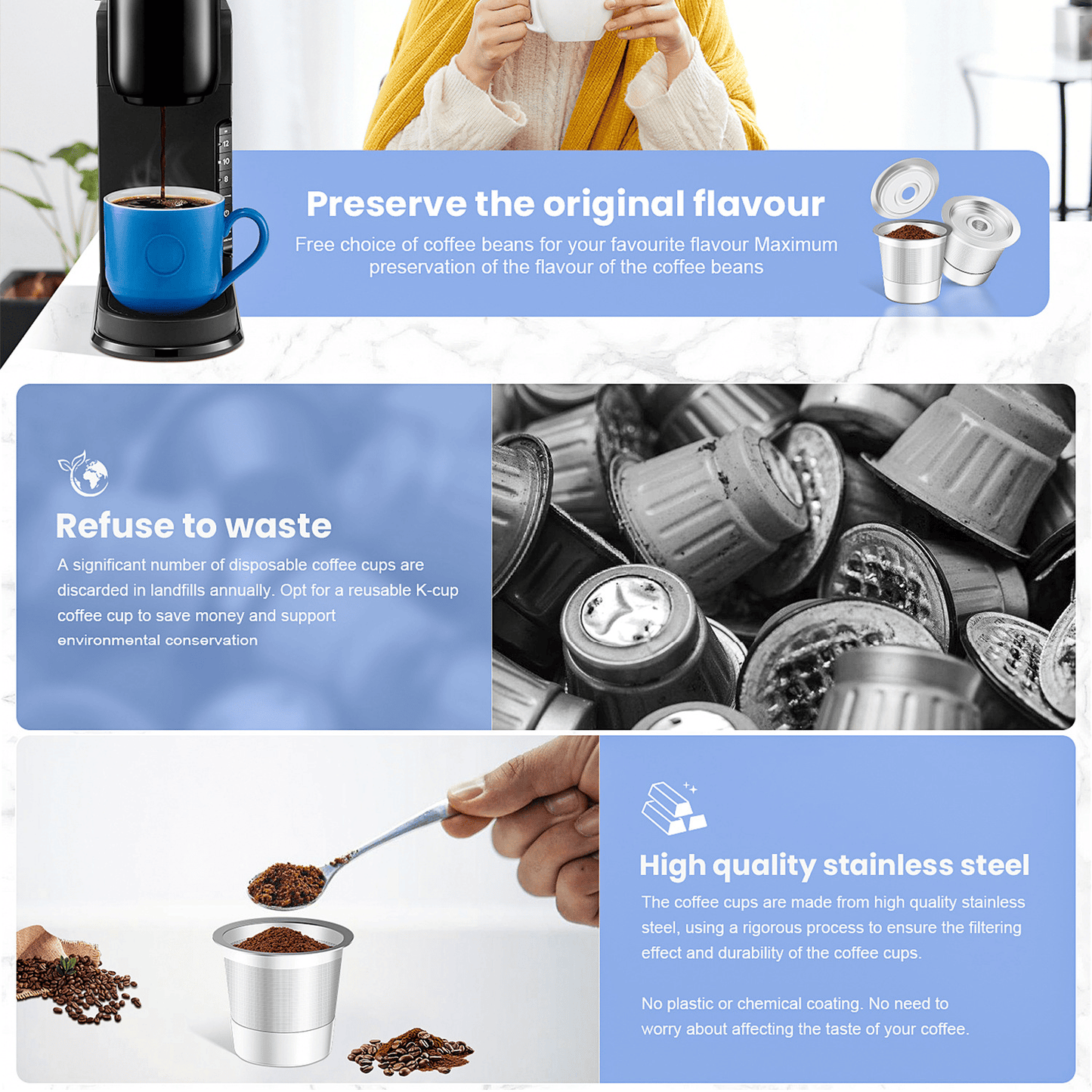 🔥Reusable K Cup for Keurig 1.0 Stainless Steel Refillable K Cups --😍