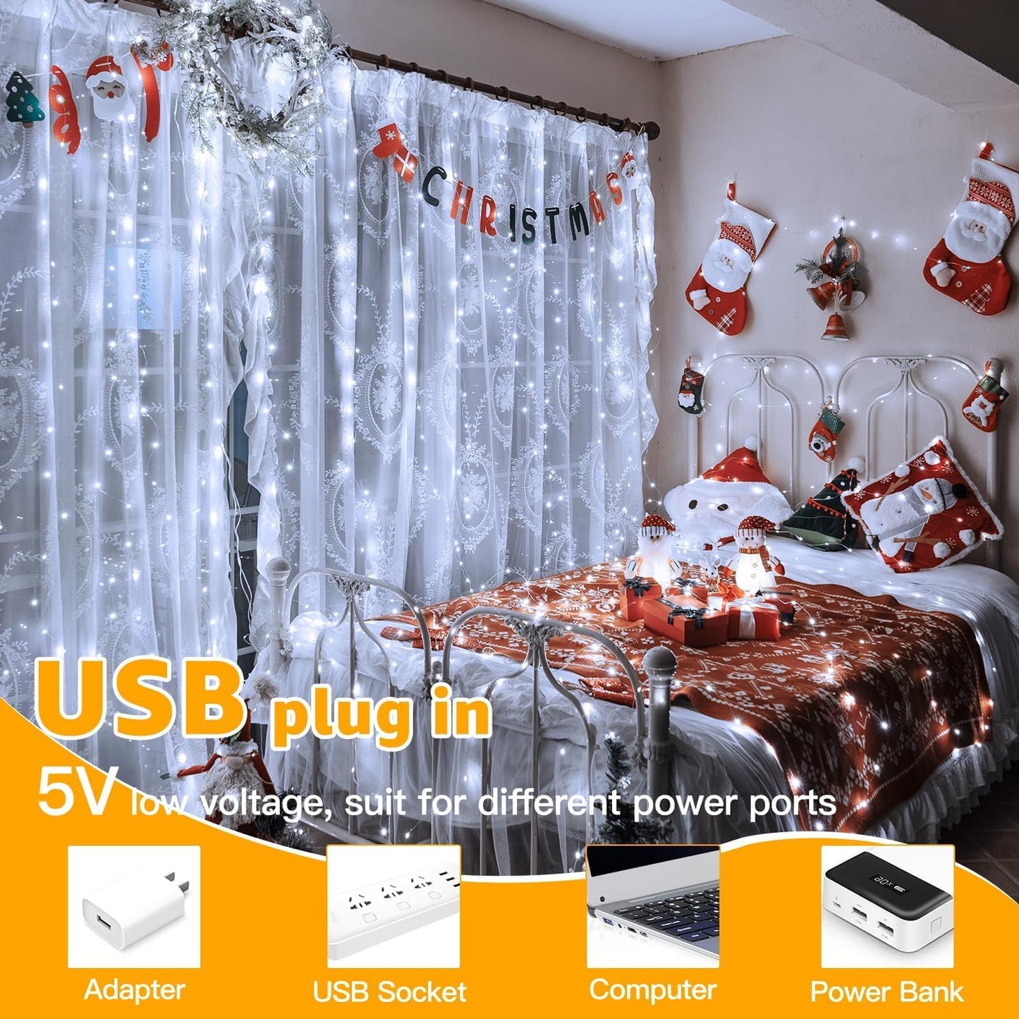 🔥LAST DAY 50% OFF - ✨Christmas Waterfall Hanging String Light