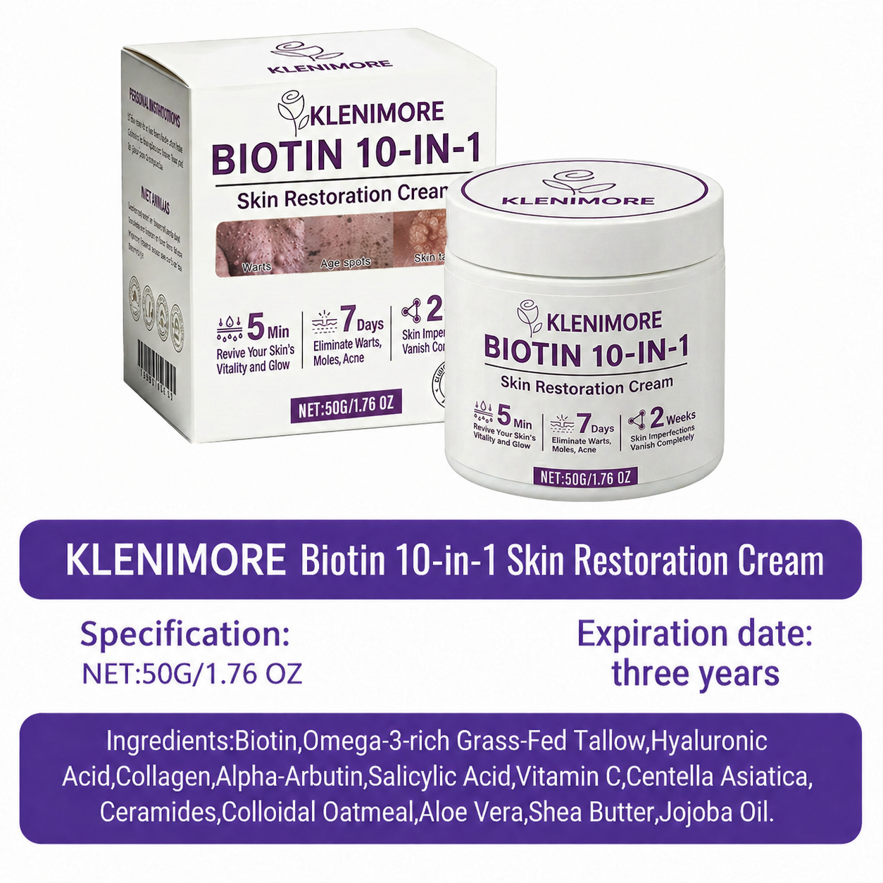 KLENIMORE® Biotin 10-in-1 Skin Restoration Cream