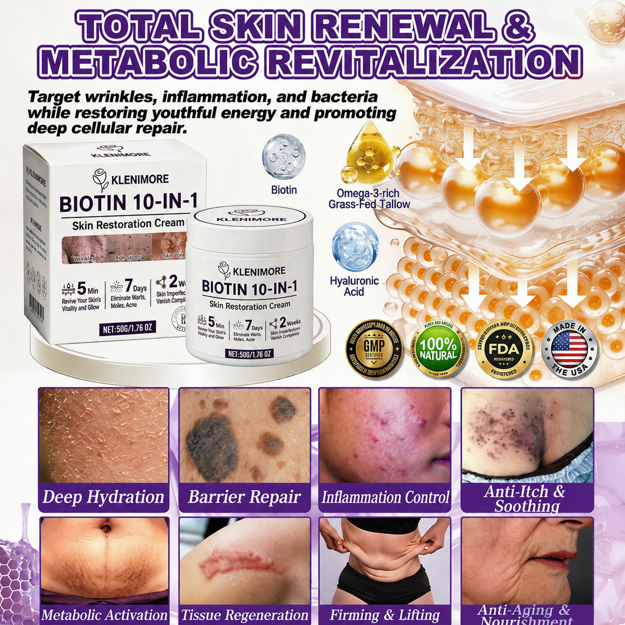KLENIMORE® Biotin 10-in-1 Skin Restoration Cream