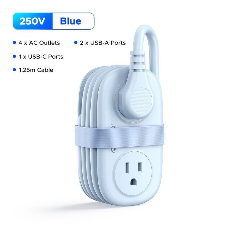 ORICO 4-Outlet Power Strip with 3 USB Ports (Including USB-C) & 4ft Cord
