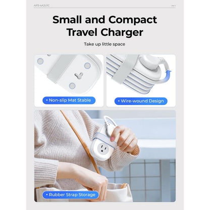 ORICO 4-Outlet Power Strip with 3 USB Ports (Including USB-C) & 4ft Cord